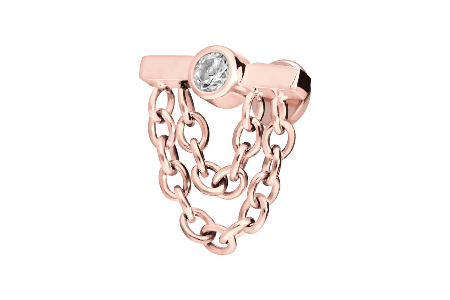 Titan Labret Piercing mit Innengewinde BALKEN + KRISTALL + 2 KETTEN